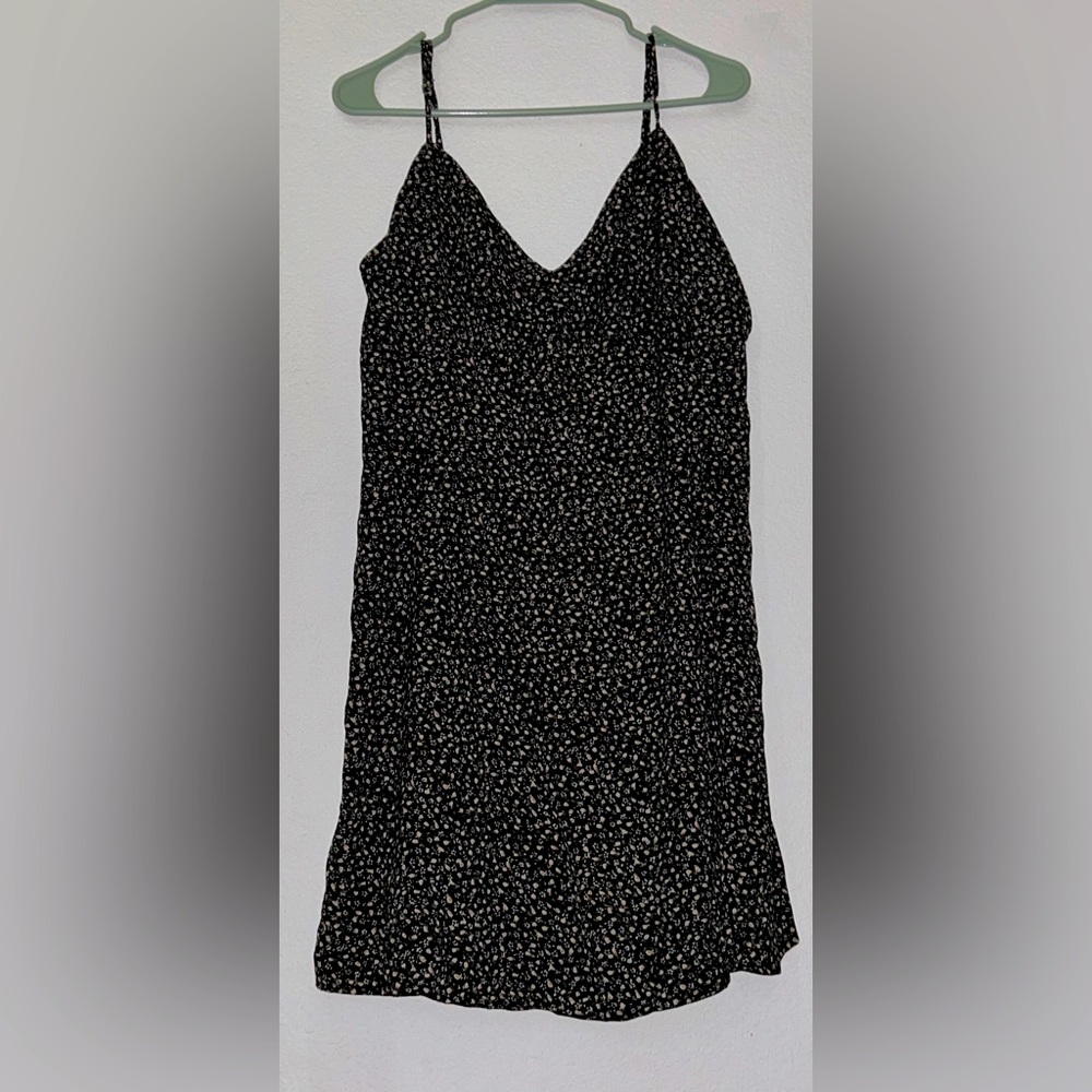 Black Floral Spaghetti Strap Skater Dress 3x